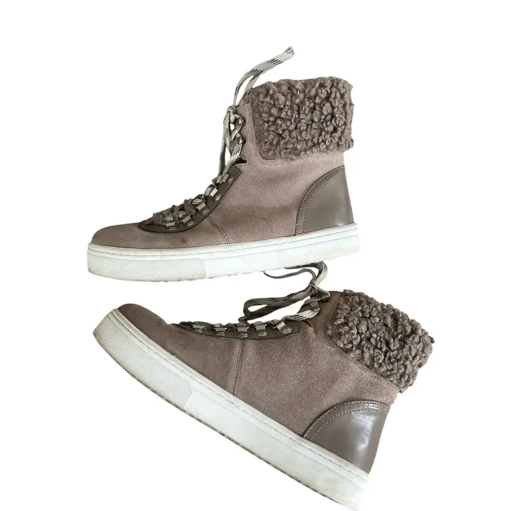 Sam Edelman Grey Suede & Faux Shearling Sneaker Booties